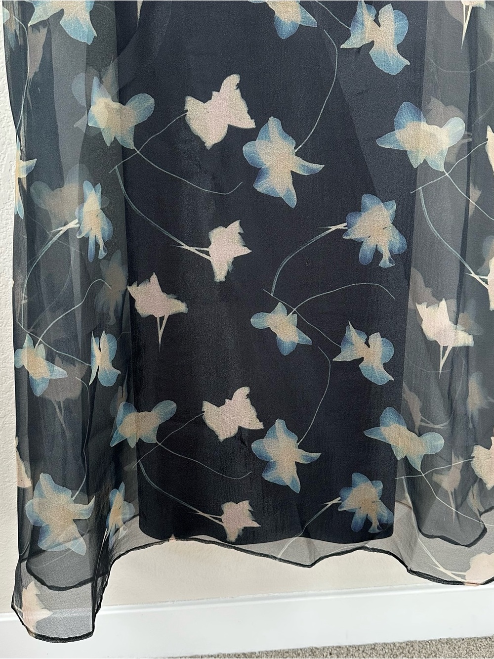 STAUD Albee Black Tulle Floral Maxi Dress Tie Back Botanical Shadows SZ S - Picture 3 of 7
